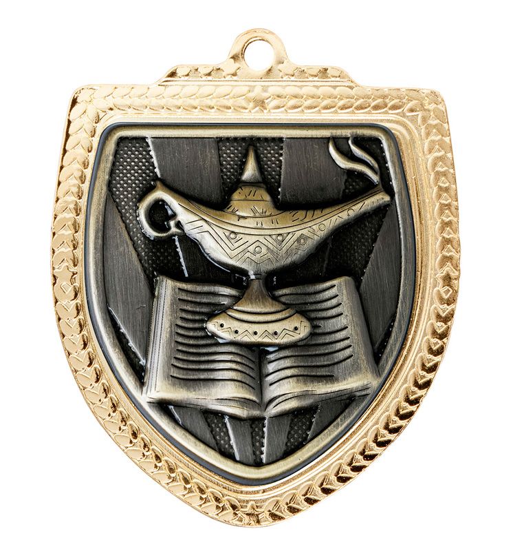 Shield Lamp of Knowledge Schools Gold Medal 80mm
