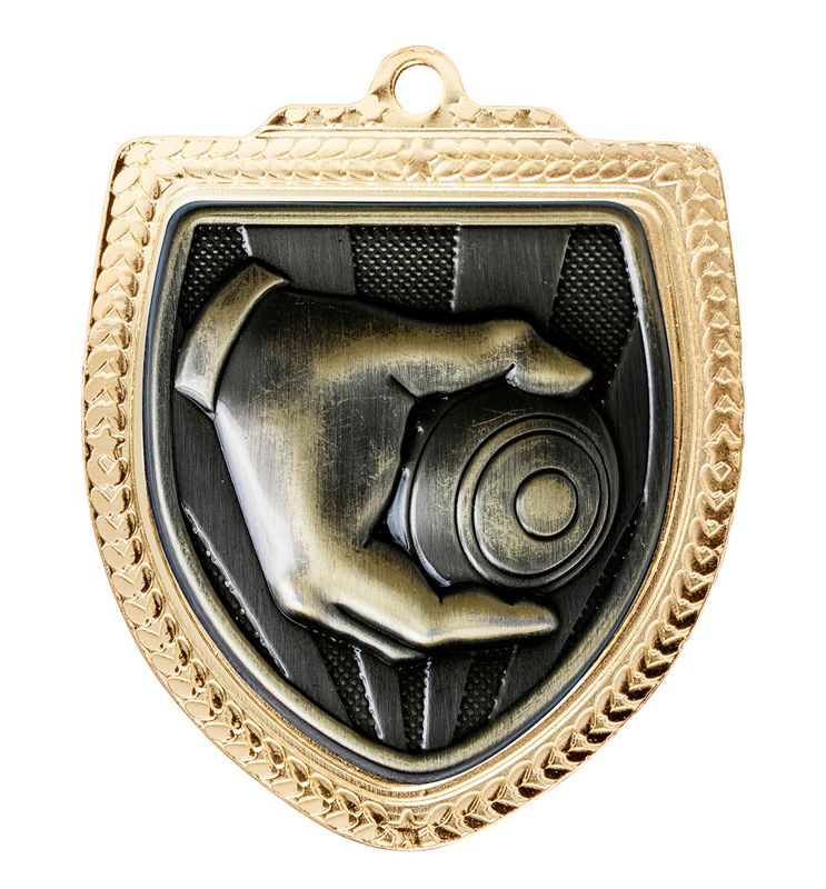 Shield Lawn Bowls Gold Medal 80mm