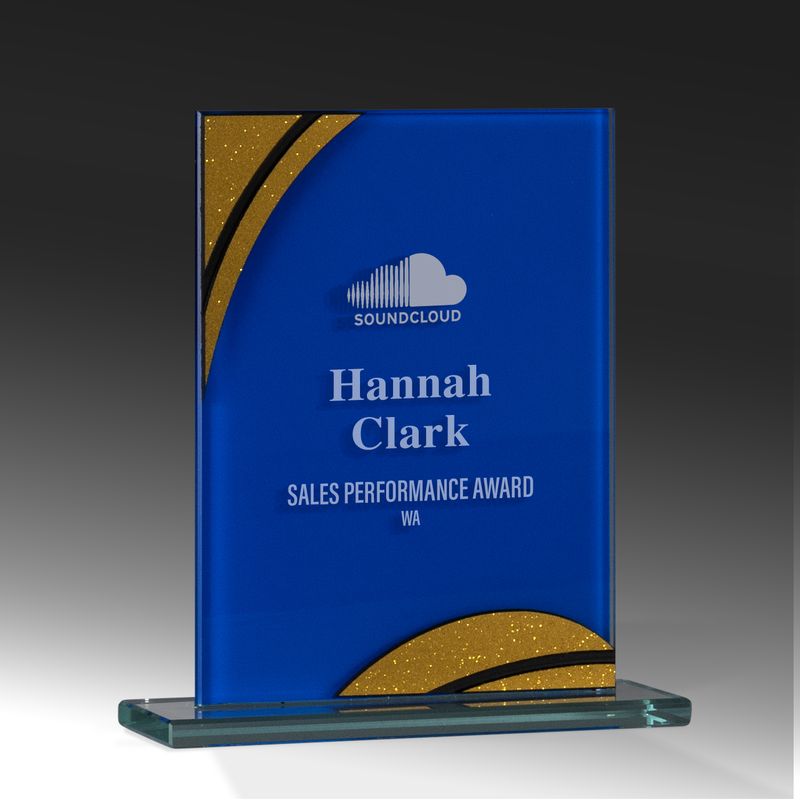 Glass Blue Gold Glass Award 165mm